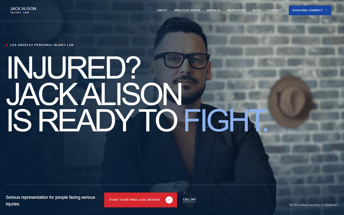 Jack Alison Injury Law website template screenshot